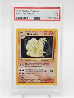 NINETALES 1999 POKEMON BASE SET GAME HOLO RARE 12/102 PSA 7 Q7119 - Image 1