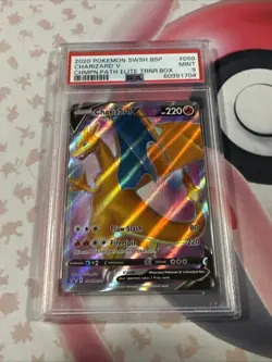 Pokemon 2020 Charizard V SWSH050 Champion's Path ETB BSP Promo Card PSA 9 Mint - Image 1