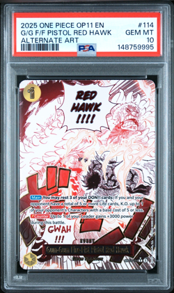 2025 ONE PIECE G/G F/F PISTOL RED HAWK AA - A FIST OF DIVINE SPEED #114 PSA 10 - Image 1