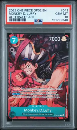 2023 ONE PIECE MONKEY D. LUFFY ALTERNATE ART OP02-PARAMOUNT WAR #041 PSA 10 - Image 1