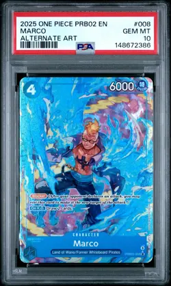 2025 ONE PIECE MARCO ALT ART PRB02 ONE PIECE CARD THE BEST VOL.2 #008 PSA 10 - Image 1