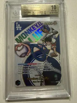 BGS 10 Monkey. D. Luffy EB02-010 Los Angeles Dodgers x ONE PIECE Night English - Image 1