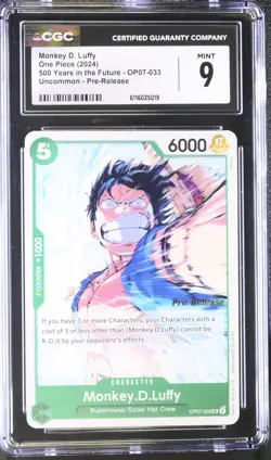 Monkey.D.Luffy | 500 Years in the Future | OP07-033 UC | Pre-Release | CGC 9 - Image 1