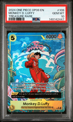 2024 ONE PIECE MONKEY D. LUFFY TREASURE RARE OP08-TWO LEGENDS #109 PSA 10 - Image 1