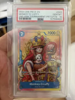 2024 One Piece EN Monkey D. Luffy 2nd Anniversary Tournament Promo P-043 PSA 10 - Image 1