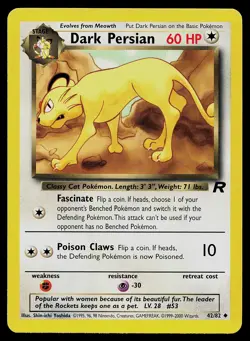 Pokemon Card Team Rocket Dark Persian 42/82 Uncommon - Image 1