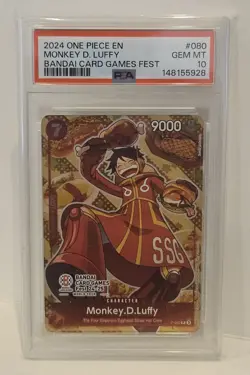 One Piece Monkey D. Luffy 080 Bandai Card Games Fest English PSA 10 FREESHIPPING - Image 1
