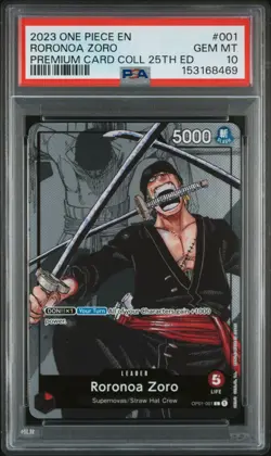 2023 ONE PIECE RORONOA ZORO P-BANDAI PREM. CARD COLLECTION 25TH ED. #001 PSA 10 - Image 1