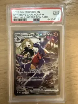 Pokemon TCG Cynthia's Garchomp EX Card 232/182 Sir Destined Rivals PSA 9 - Image 1