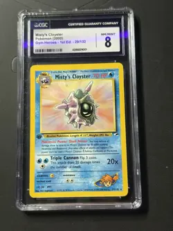 Misty's Cloyster CGC 8 Pokemon Gym Heroes 1st Edition Rare 29/132 English Card - Image 1