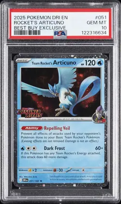 2025 POKEMON DRI EN-DESTINED RIVALS #051 TEAM ROCKET'S ARTICUNO PSA 10 - Image 1
