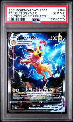 2021 POKEMON SWSH BLACK STAR PROMO #184 FULL ART/JOLTEON VMAX PSA 10 - Image 1