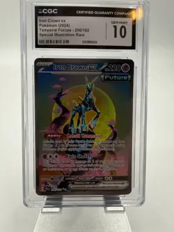 Pokemon TCG Iron Crown ex 206/162 SV05 Special Illustration Rare Holo CGC 10 - Image 1