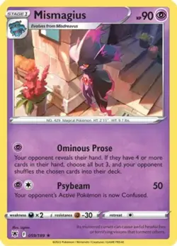 Pokemon - Mismagius - 059/189 - Rare - Reverse Holo - Sword & Shield - Astral Ra - Image 1