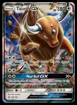 Tauros GX 100/149 Holo Ultra Rare SM Base Set Pokemon Holo Near Mint - Image 1