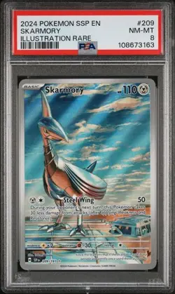 Skarmory 209/191 PSA 8 Surging Sparks Illustration Rare Pokemon Card TCG 2024 - Image 1