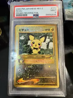 Pokemon Card Pichu No. 172 Reverse Holo Neo 2 Promo PSA 9 MINT - Image 1