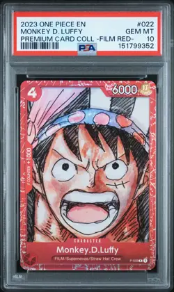 2023 ONE PIECE MONKEY D. LUFFY PREM. CARD COLLEC. OP FILM RED #022 PSA 10 - Image 1