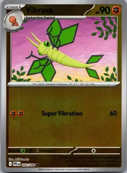 Vibrava 052/094 Common Phantasmal Flames Pokemon Reverse Holo Near Mint - Image 1