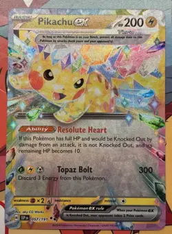 🔥Pokemon TCG Surging Sparks Pikachu EX Double Rare Rainbow Holo Card 057/191 🔥 - Image 1
