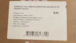 Pokemon English SWSH3 Darkness Ablaze Elite Trainer Box CASE (10 ETBs) SEALED!! - Image 1