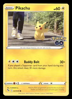 Pikachu 027/078 Common Pokemon GO Pokemon NM/M - Image 1