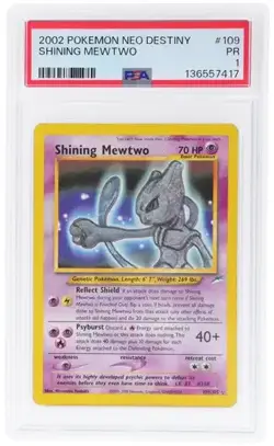 Pokemon 2002 Shining Mewtwo 109/105 Neo Destiny Guard Included PSA 1 - Image 1