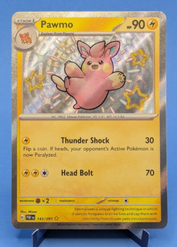 Pawmo 143/091 Pokemon TCG 2024 Ultra Rare Shiny Rare Holo Paldean Fates NM - Image 1