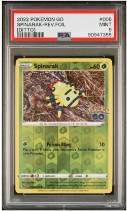 SPINARAK (Peelable DITTO) 059/078 Rev. Foil Pokemon Go PSA 9 - Image 1