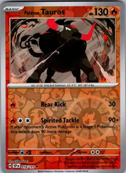Paldean Tauros 018/191 Uncommon Surging Sparks Pokemon Reverse Holo Near Mint - Image 1