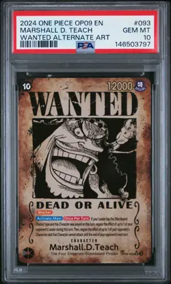 2024 ONE PIECE MARSHALL D. TEACH WANTED AA EMPERORS IN THE NEW WORLD #093 PSA 10 - Image 1