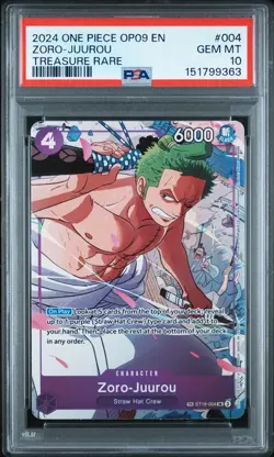 2024 ONE PIECE ZORO-JUUROU TR OP09-EMPERORS IN THE NEW WORLD #004 PSA 10 - Image 1