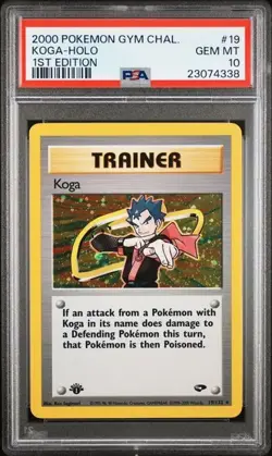 PSA 10 KOGA 1ST EDITION GYM CHALLENGE HOLO 19 POKEMON 2000 GEM MINT - Image 1