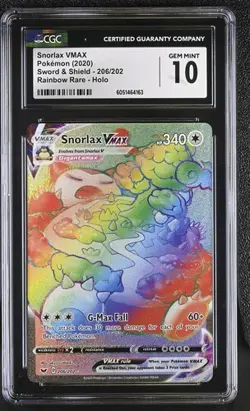 CGC 10 SNORLAX VMAX 206 SWORD & SHIELD SECRET RAINBOW RARE POKEMON GEM MINT - Image 1