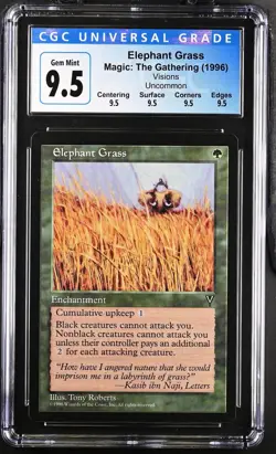 ELEPHANT GRASS Visions U CGC 9.5 Q MTG [Nostalgium] - Image 1