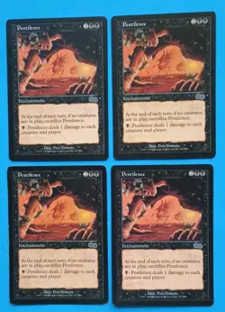 Magic the Gathering MTG Urza's Saga PESTILENCE X 4 LP/EX C 1998! - Image 1