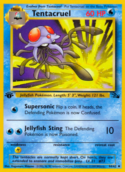 Tentacruel 44/62 Uncommon Fossil Pokemon 1st Edition Moderately Played - Image 1