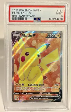 Pikachu V⚡ PSA 9 - #157 Brilliant Stars Pokemon TCG 2022 - Image 1