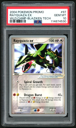 POKEMON RAYQUAZA EX 2004 EX WLD.CHMP-BLAZIKEN TECH PROMO #97 PSA 10 - Image 1