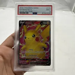 2020 POKEMON SWORD & SHIELD VIVID VOLTAGE #170 FULL ART/PIKACHU V PSA 9 - Image 2