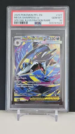 2025 POKEMON PHANTASMAL FLAMES 127/094 MEGA SHARPEDO EX GEM MT PSA 10 - Image 1
