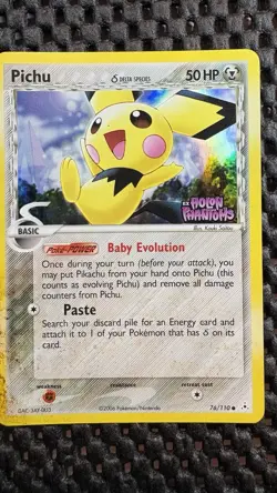 2006 POKEMON EX HOLON PHANTOMS 76 PICHU-REVERSE FOIL - Image 2