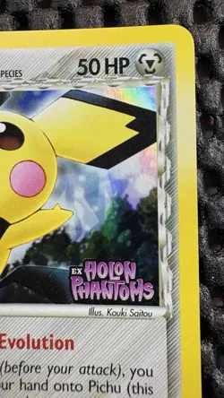 2006 POKEMON EX HOLON PHANTOMS 76 PICHU-REVERSE FOIL - Image 3