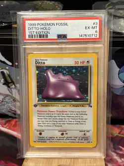 1999 Pokemon Ditto 3/62 Fossil 1st Edition Holo PSA 6 - Image 1