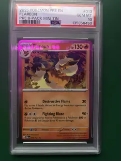 Pokemon Flareon 013/131 Sv: Prismatic Evolutions Rare Reverse Holo PSA 10 2025 - Image 1