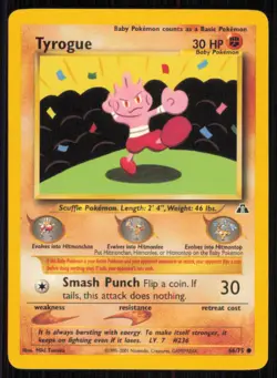 Tyrogue 66/75 Common Neo Discovery Pokemon Unlimited Lightly Played - Image 1