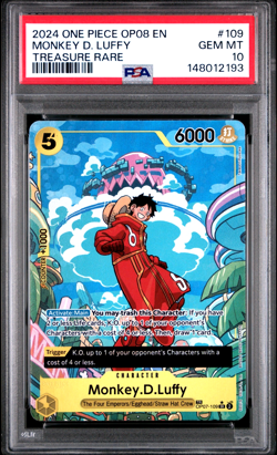 2024 ONE PIECE MONKEY D. LUFFY TREASURE RARE OP08-TWO LEGENDS #109 PSA 10 - Image 1