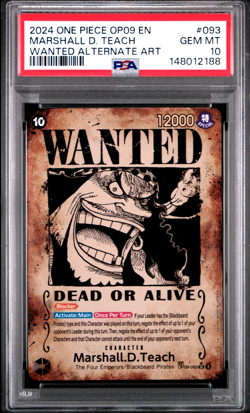 2024 ONE PIECE MARSHALL D. TEACH WANTED AA EMPERORS IN THE NEW WORLD #093 PSA 10 - Image 1