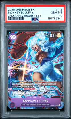 2025 ONE PIECE MONKEY D. LUFFY EN VER. 2ND ANNIVERSARY SET #119 PSA 10 - Image 1