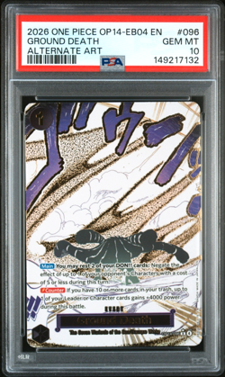 2026 ONE PIECE GROUND DEATH ALTERNATE ART EB04-THE AZURE SEA'S SEVEN #096 PSA 10 - Image 1